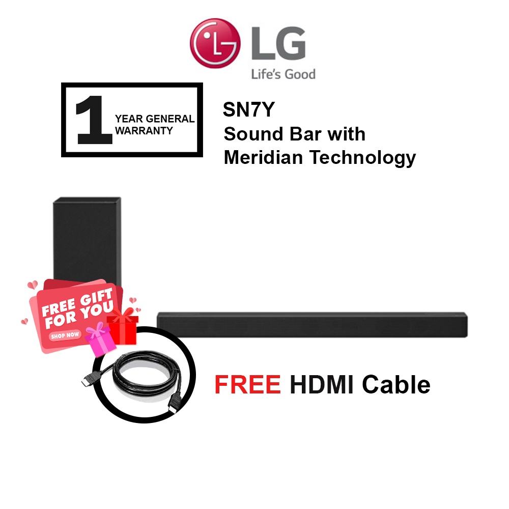 LG SN7Y 380W 3.1.2ch Dolby Sound Bar with Meridian Technology