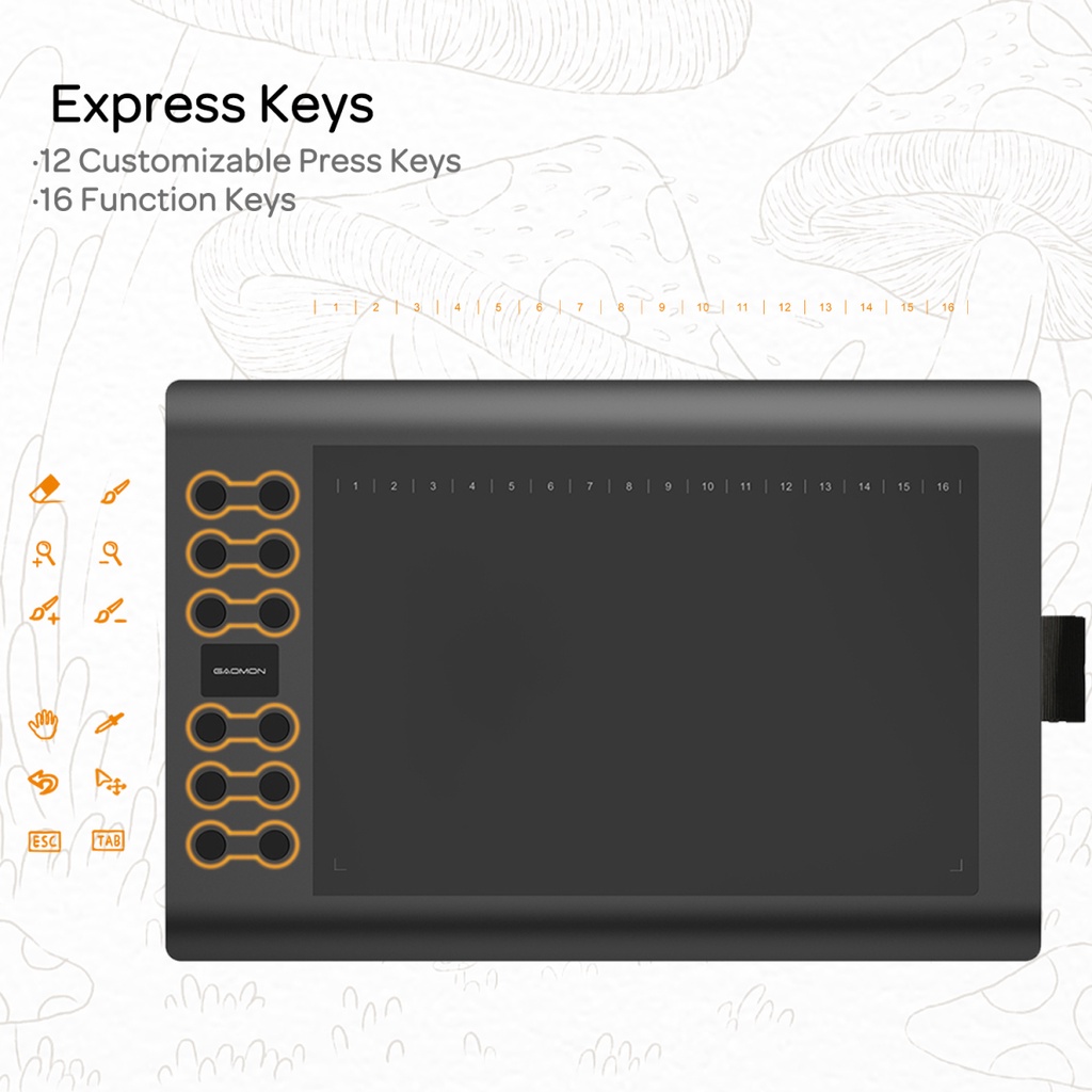 GAOMON M106K Painting Digital Graphics Pen Tablet with 12 Express Keys