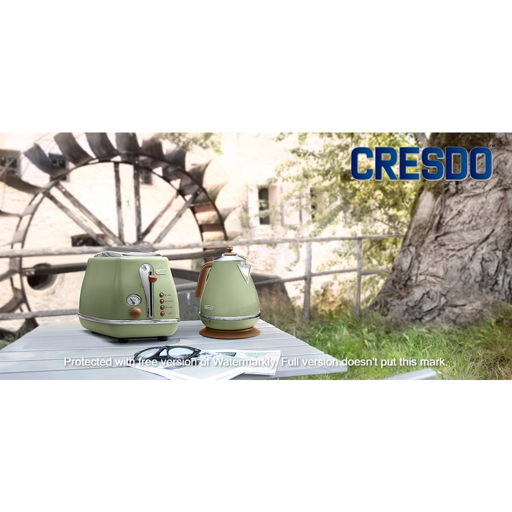 Delonghi Icona Vintage Olive Green 2Slice Toaster (Lid) + Icona