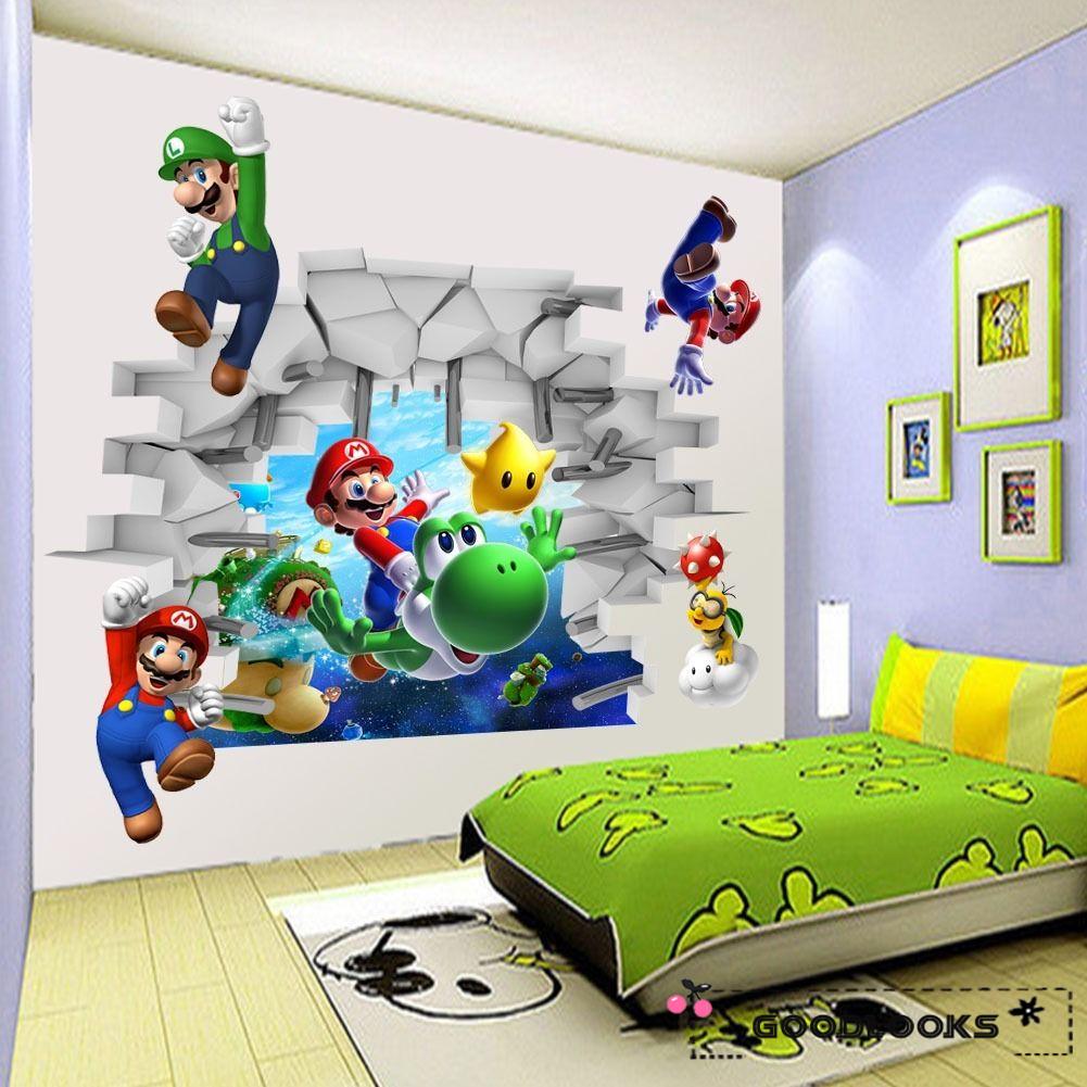 Super Mario Wall Decal Sticker Bedroom Vinyl Kids Yoshi