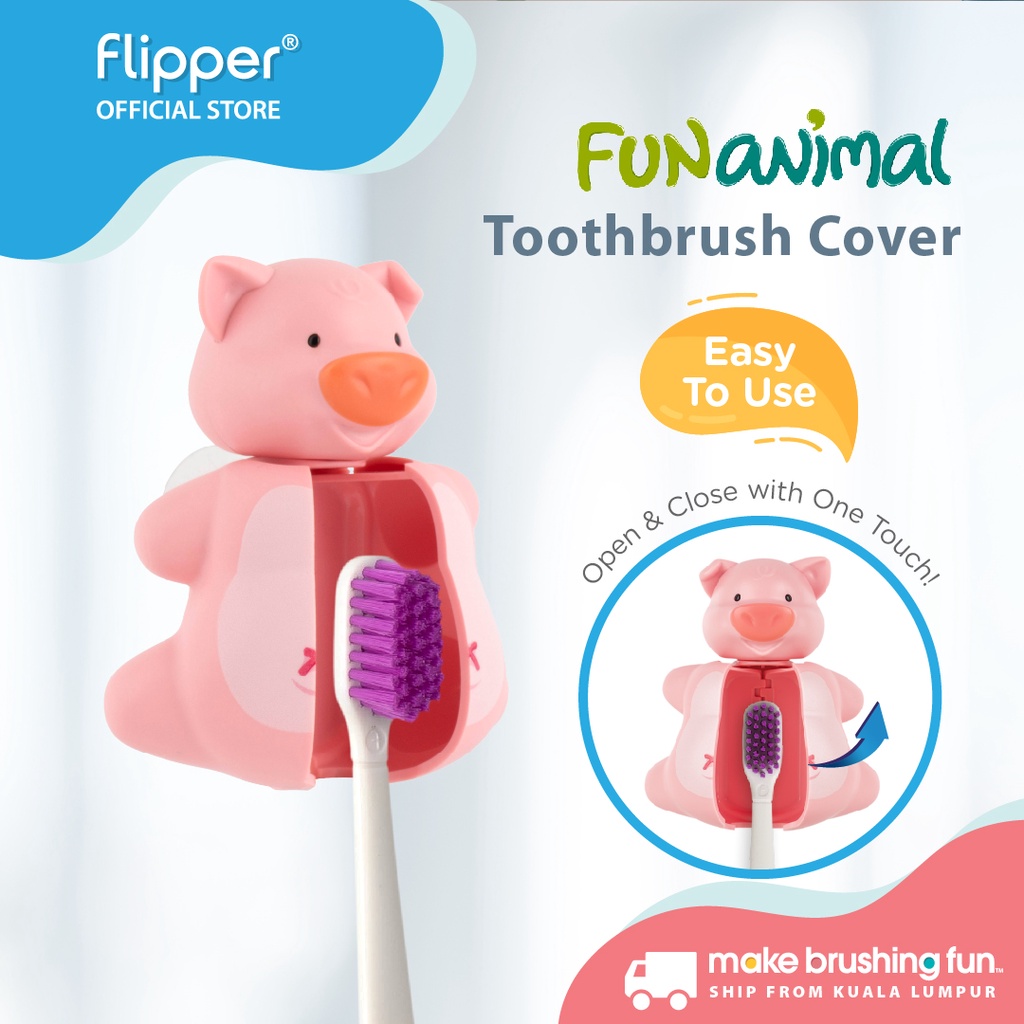 Flipper FUN ANIMAL PIGGY Kids Toothbrush and Toothbrush Holder Easily  Attach to Your Mirror & Keep Germs Away | Shopee Malaysia