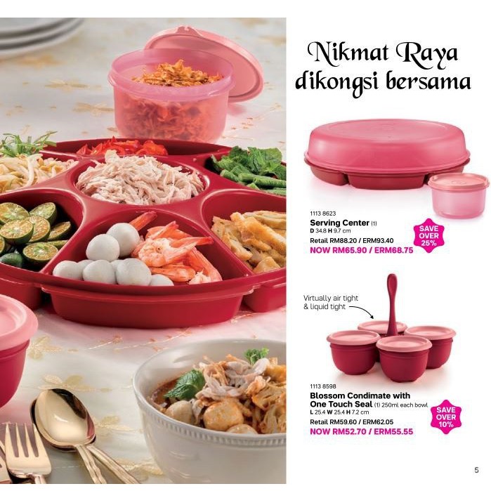 Tupperware Royal Red Blossom Bowls / Condimate Set  / Serving Center Collection