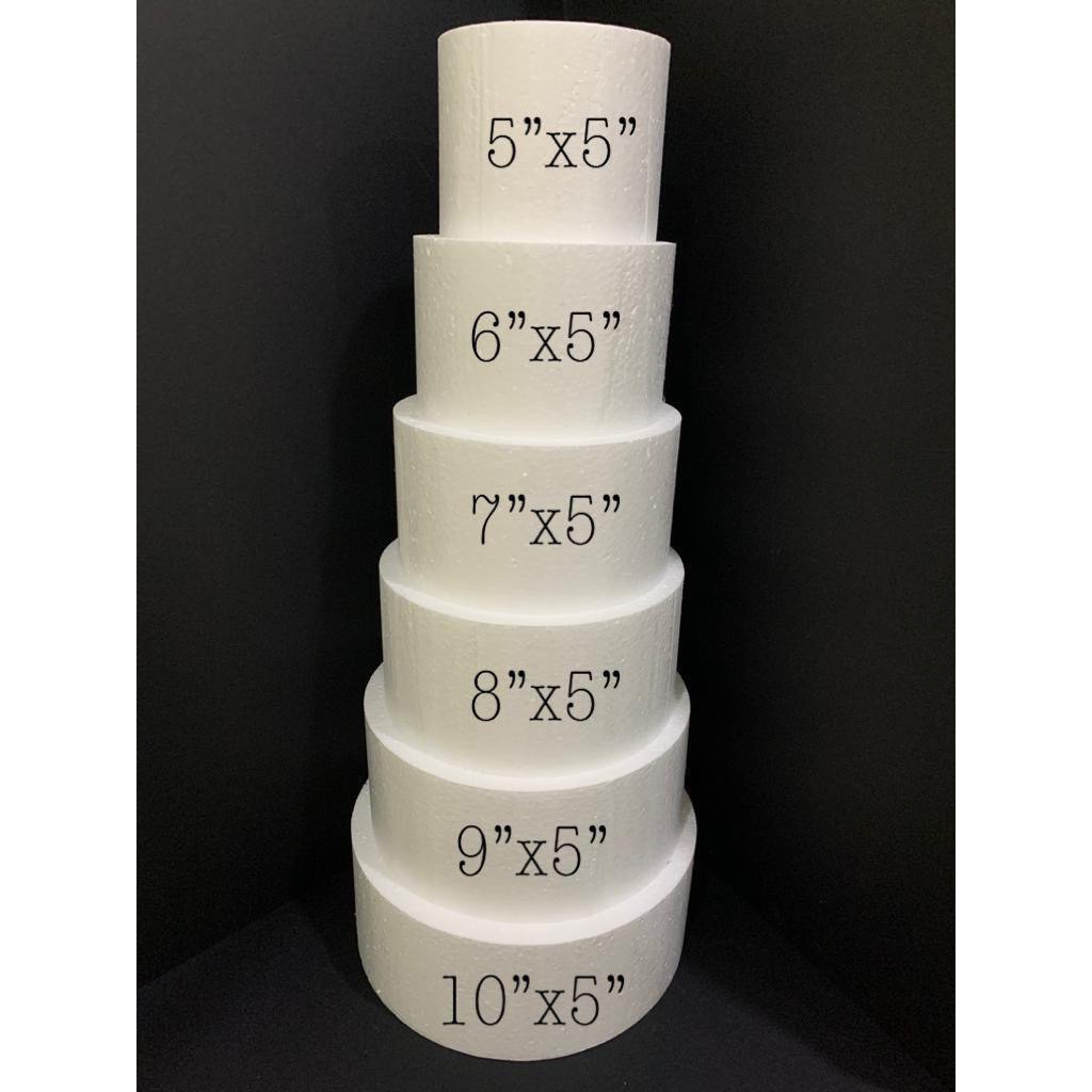 (READY STOCK) 5 inch Height Styrofoam Polystyrene Round Dummy Cake ...