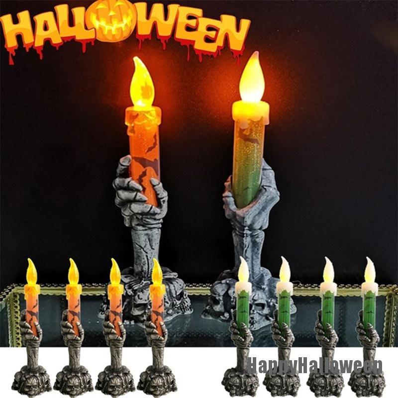 [HappyHalloween] Halloween Skull Skeletal Hand Holder Candle Light Party Decoration Flame Light