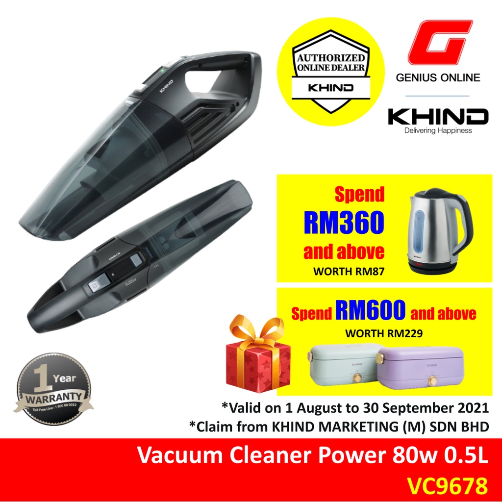 Khind Cordless Handheld Portable Vacuum Cleaner VC9678 Cordless Handy