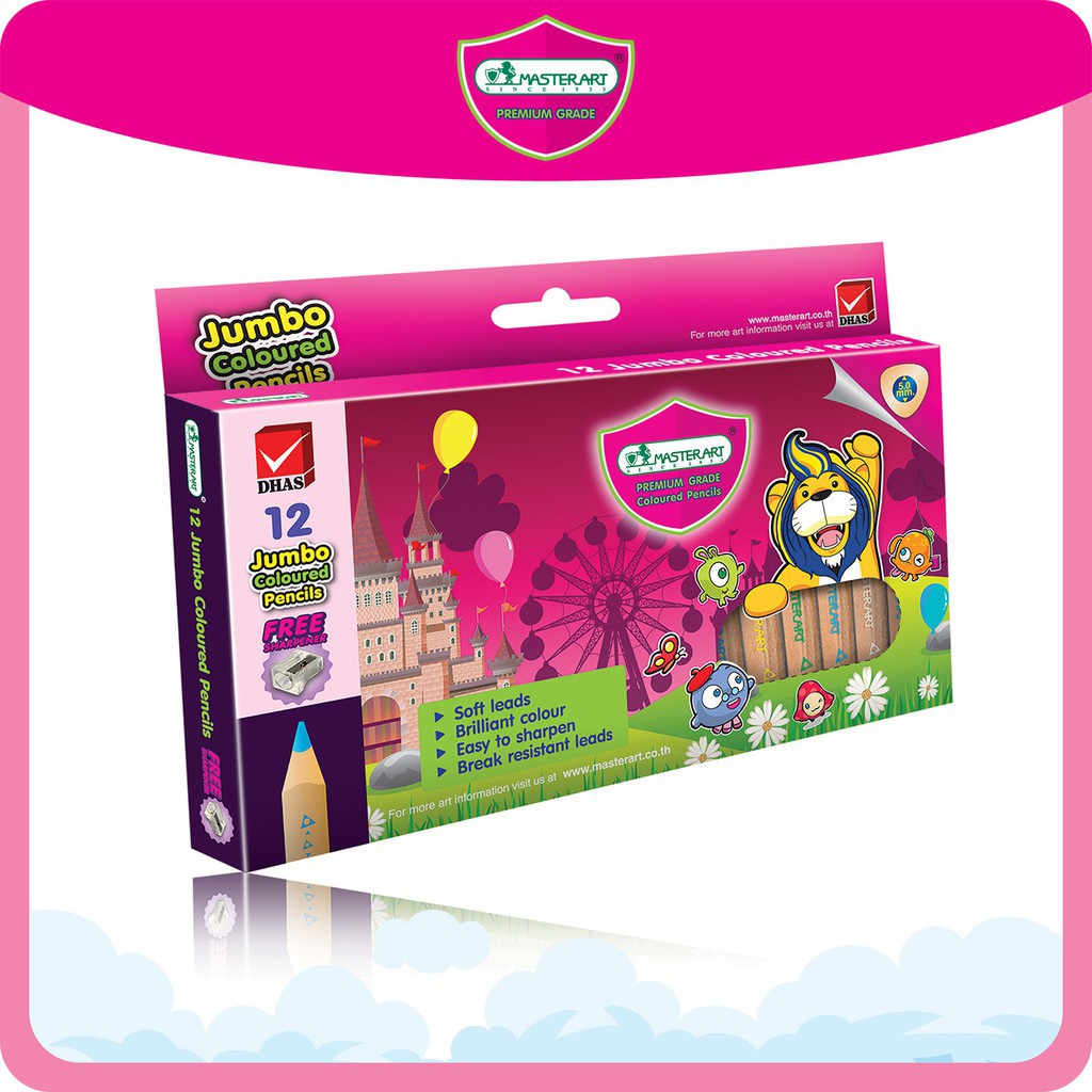 Master Art Jumbo Coloured Pencil Half Size 12 Colours - 1box