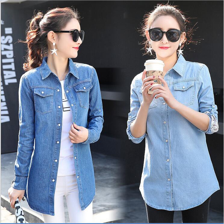 women's denim shirts long sleeve