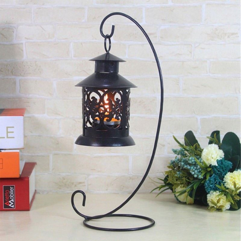 Single Iron Glass Ball Lantern Hanging Candlestick Candle Stand Candle Holder
