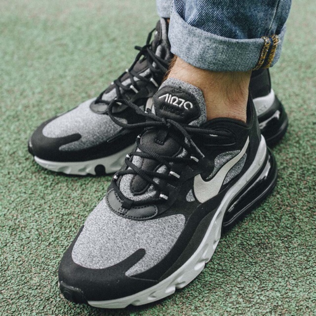 Original Nike Air Max 270 React Black Vast Grey 270 For Men Women Cushion Running Sports Shoes Summer Sneakers Shopee Malaysia