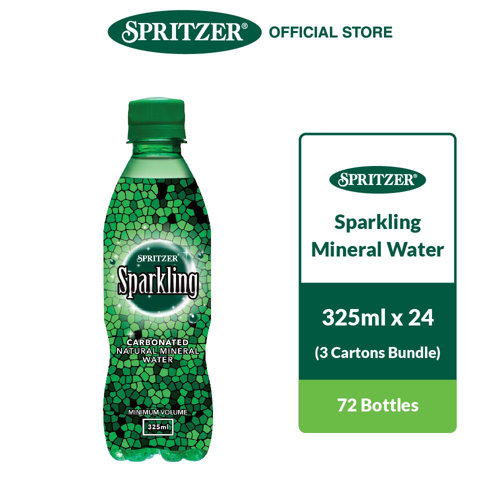 Spritzer Sparkling Natural Mineral Water - 3 Cartons Bundle (325ML X 24)