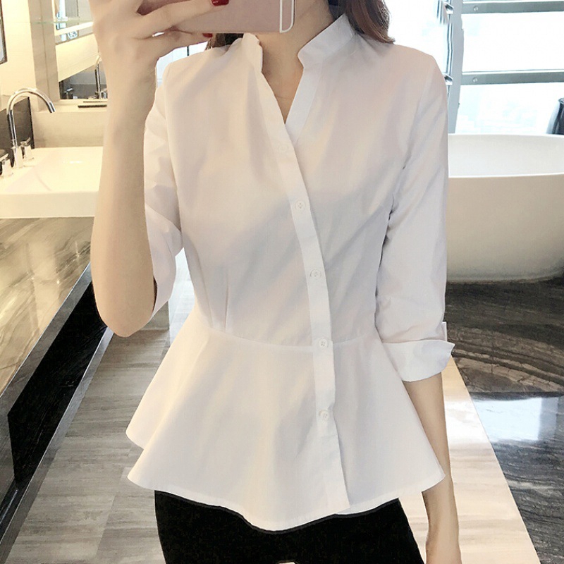 deep v white blouse