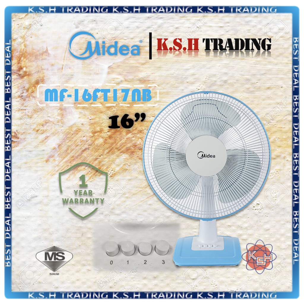 K S H Electrical Midea Mf 16ft15nb Mf 16ft17nb 16 Cooling Table Fan Blue 桌式风扇 Kipas Meja அட டவண வ ச ற ट बल फ न Shopee Malaysia