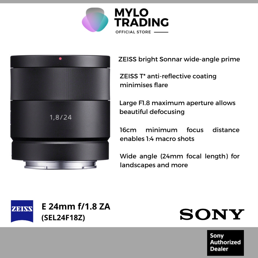 Sony Sonnar T* E 24mm f/1.8 ZA Lens - SEL24F18Z (For Sony A7IV / A7MK IV /  A7MK 4 / A7III / A7C / A7 II )