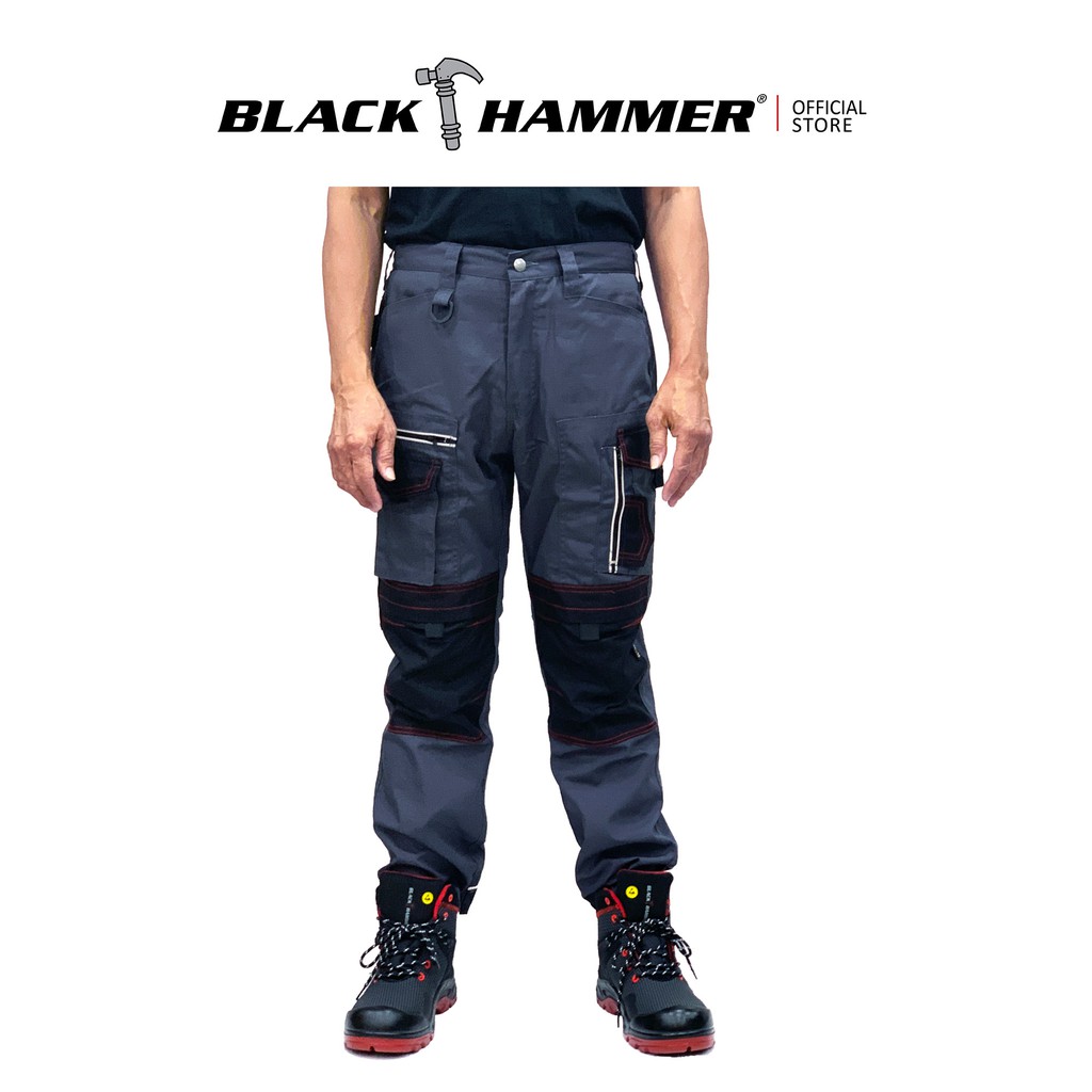 Black Hammer Men's Work Long Trousers Grey [Free Kneepad] BHP1003L