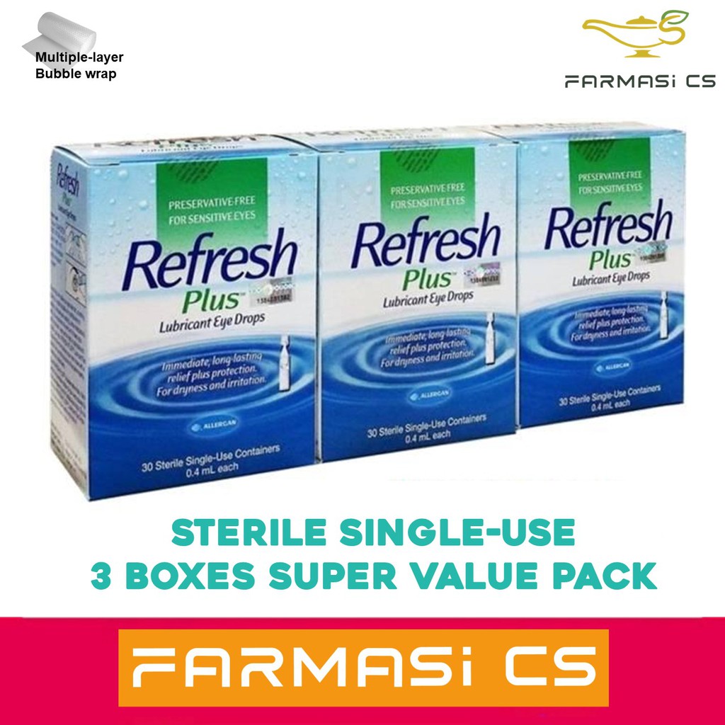 ALLERGAN Refresh Plus Eye Drops 30 vials x 0.4ml (TRIPLE) Exp:01/2024 ...