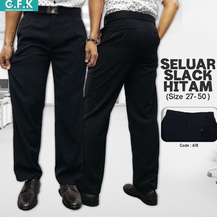 SELUAR SLACK HITAM LELAKI 618 SIZE 27-50 | Shopee Malaysia
