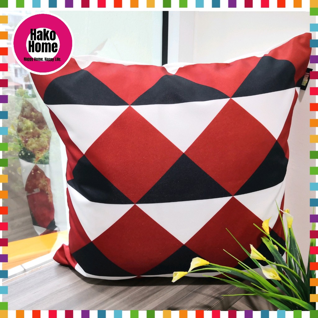 Red Black White Color Throw Pillow Cover Sarung Bantal Sofa Square