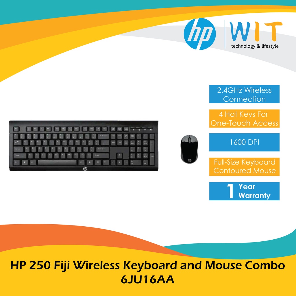 HP 250 Fiji Wireless Keyboard and Mouse Combo - 6JU16AA