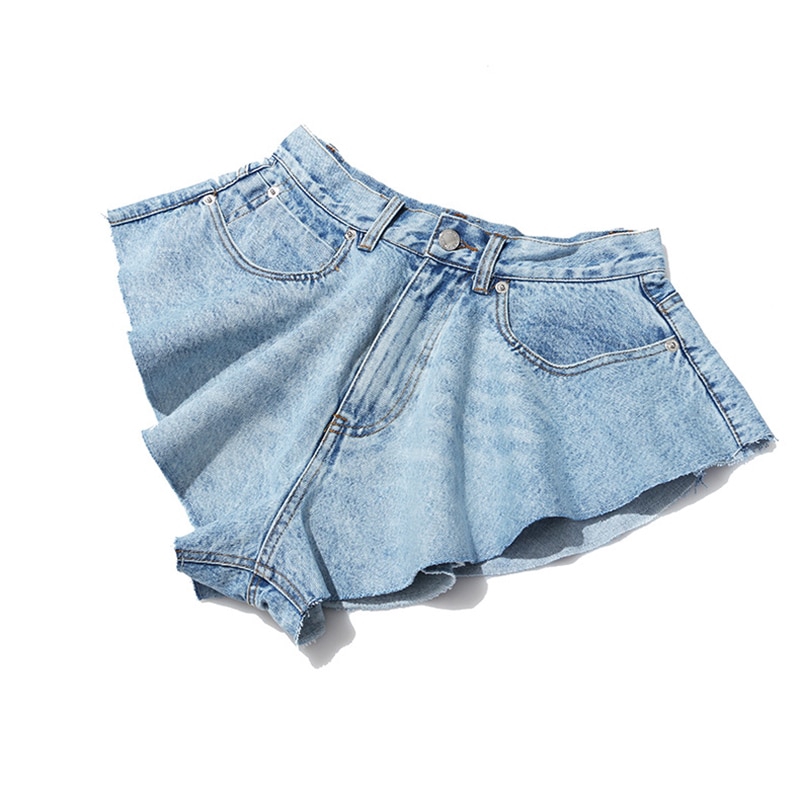 ruffle jean shorts