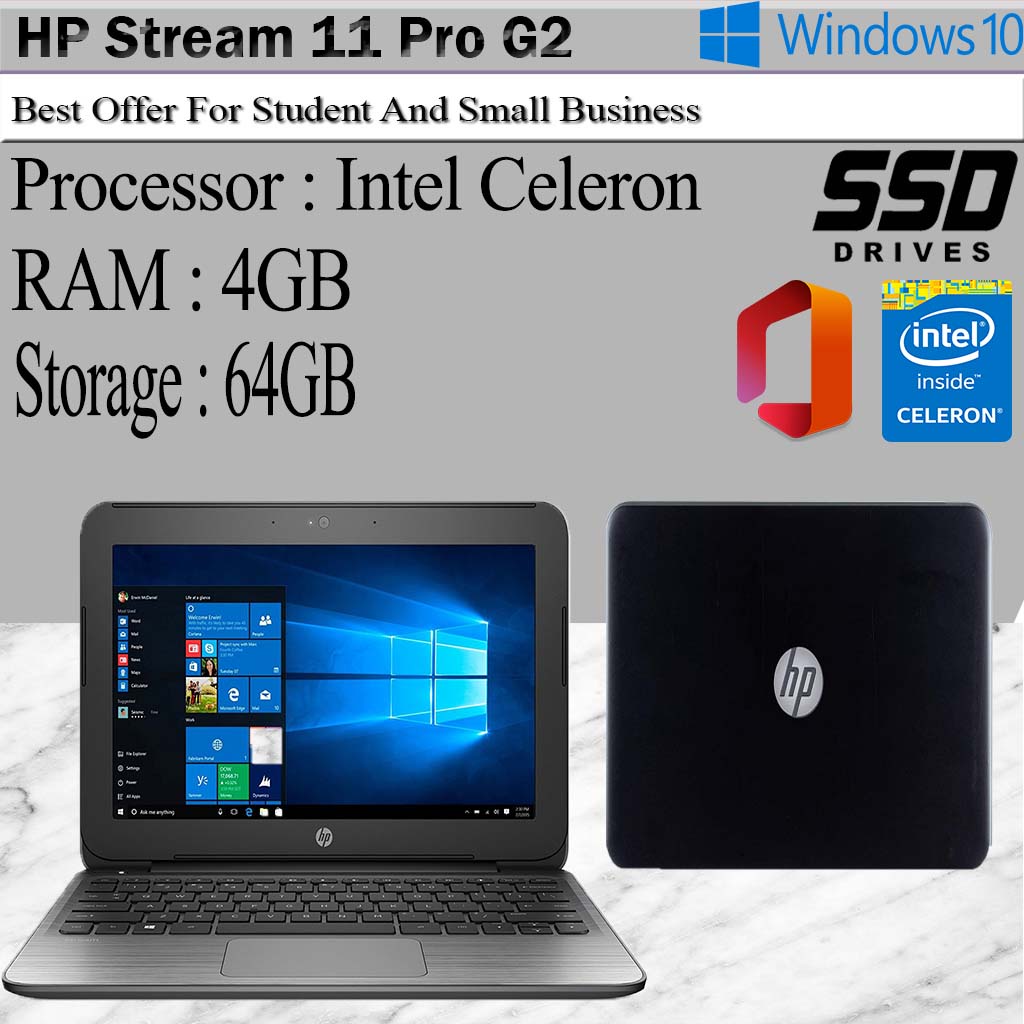 HP Stream 11 Pro G2 Laptop Computer 11.6, Intel DualCore Processor