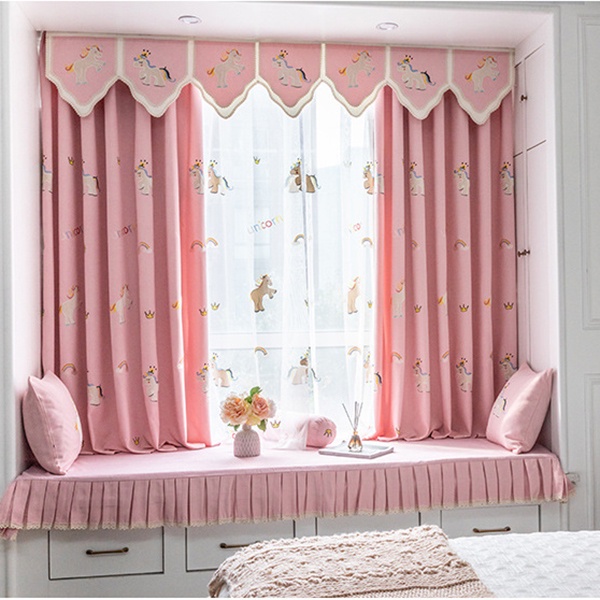 Pink Unicorn Blackout Curtains for Girls Room Embroidered Sheer Curtains  Bay Window Panels Blue Curtains for Kids Boys Children's Room | Shopee  Malaysia