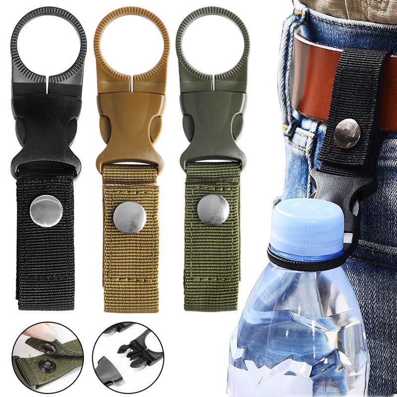Nylon Webbing Water Bottle Hanging Buckle/ Outdoor Camping Hiking Tactical Carabiner/ Multifunctional Tactical Belt Hanging/ Key Hook/Military Olecranon Buckle Molle Buckle