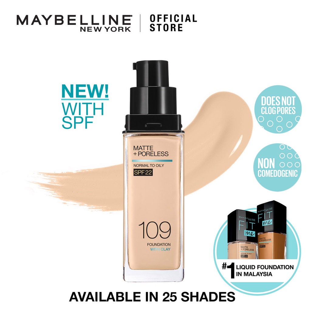 Maybelline Fit Me Matte + Poreless Liquid Foundation SPF 22 (30ml ...