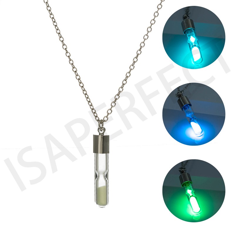 Korean Version Women Men Glowing Luminous Sand Timer Glass Pendant Hourglass Bottle Necklace Fashion Accessories