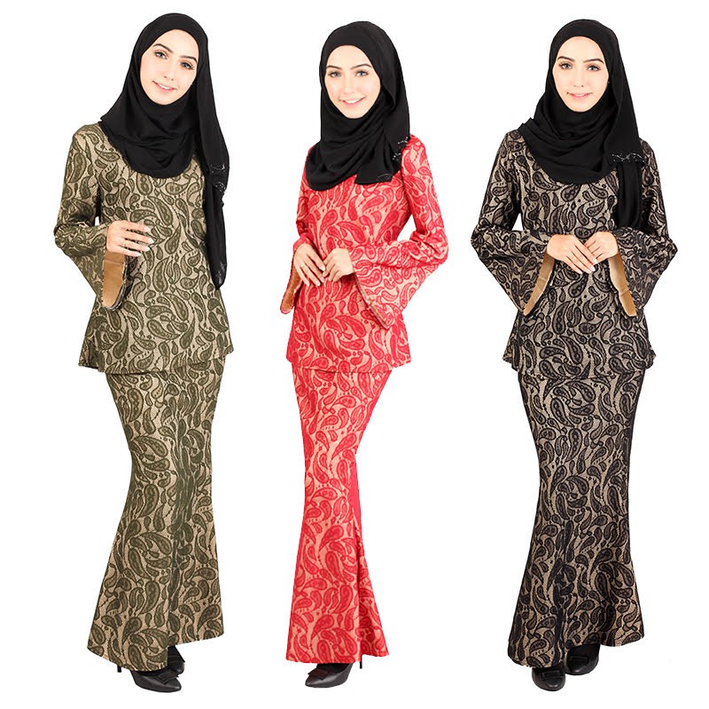 Izatti Tropical Lace Baju  Kurung Muslimah  Set Wear 