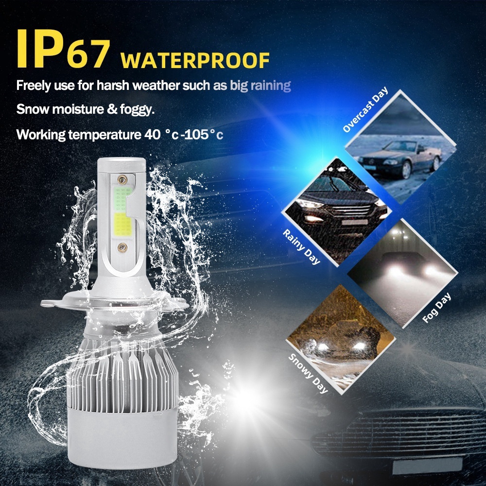 Reliable Durable Newest C6 Led Car Headlights 300W 30000LM Light Bulbs H7 H4 H1 H8 H9 H11 Headlamp 3000K 6000K 8000K ... - Image 5