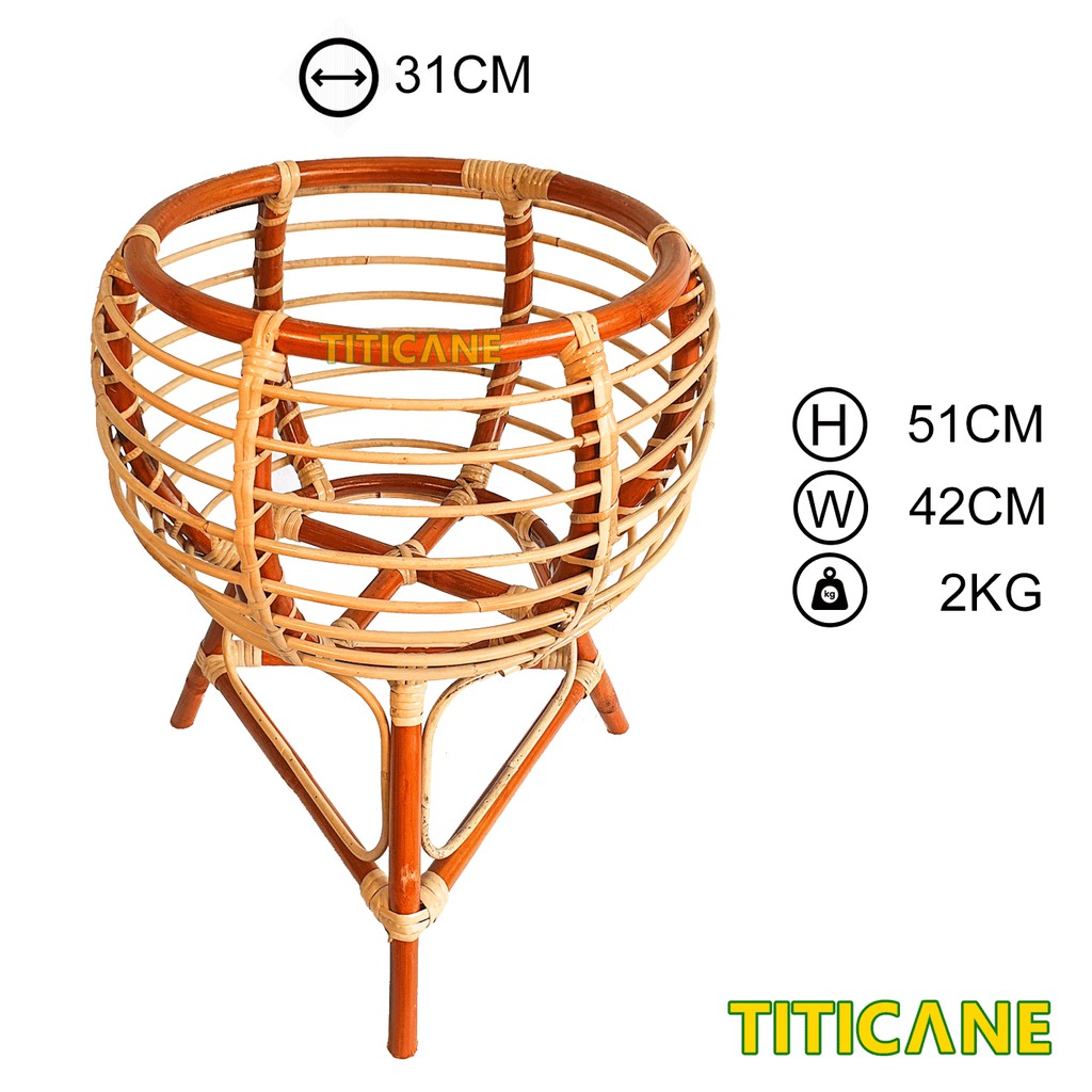 Flower Pot  Stand Rack Rak Pasu Bunga Rotan  Rattan 