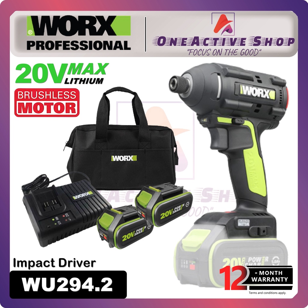 WORX 20V Brushless Impact Driver WU294.2 1 Year Warranty ( WORX