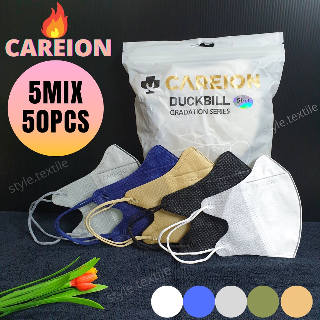 CAREION Duckbill 50pcs Earloop Mix Duckbill Mask Adult Earloop 3D Facemask