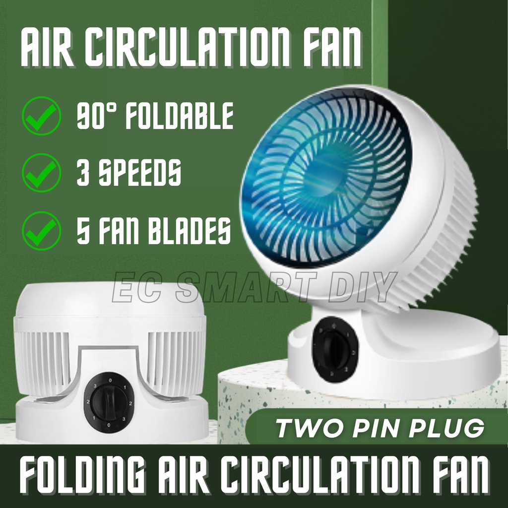 Electric Folding Air Circulation Fan 35W/220V 3 Speed Adjustable 90° Foldable Table Fan Strong Wind Cooling Kipas Meja