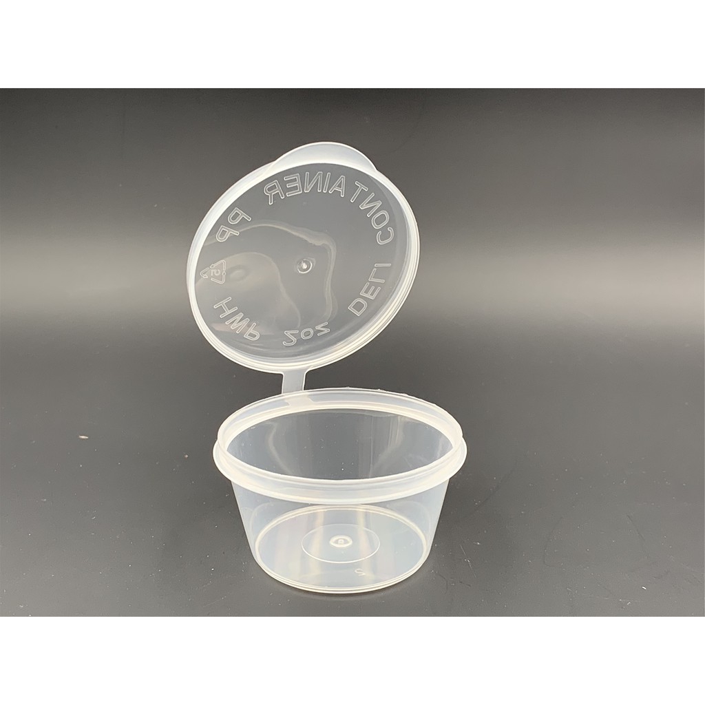 2oz Round Disposable Plastic Food Container Hinged Lid ( 50pcs± ) 2 oz