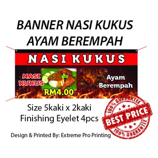 Banting Banner Nasi Kukus Ayam Berempah Size 2x5 5x2 8x2 10x2 Shopee Malaysia