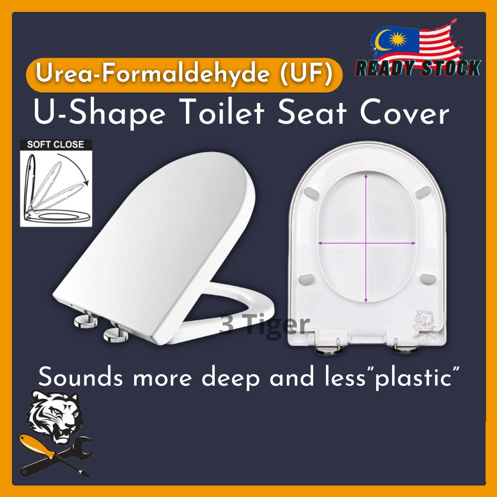 (UreaFormaldehyde) U Shape Toilet Seat and Cover With Adjustable Hinge Penutup Mangkuk Tandas