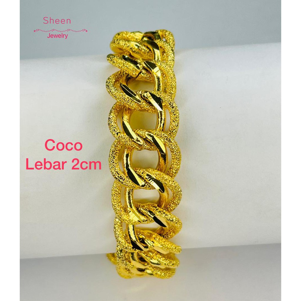 Buy Rantai Tangan Coco Lebar 1 3cm 1 0cm Terbaru Emas Korea Exclusive Design Seetracker Malaysia