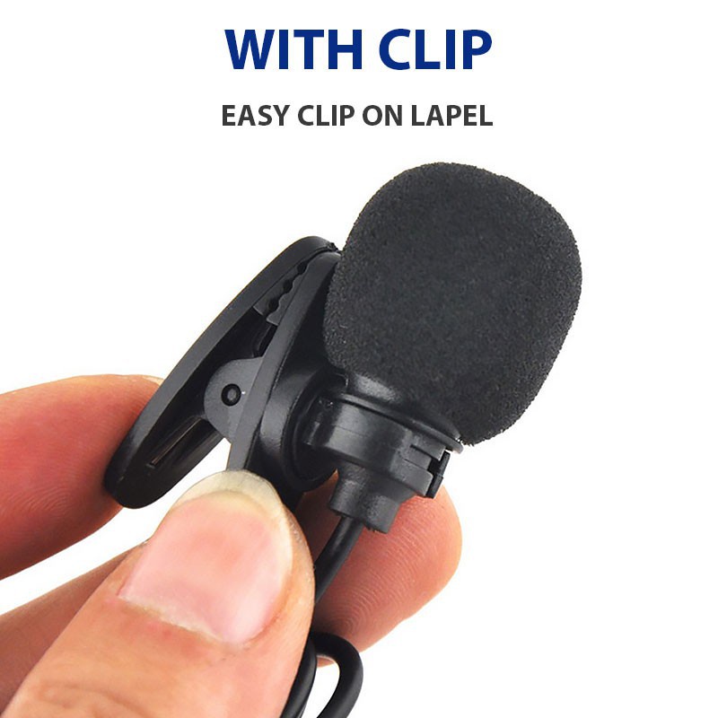 Mini Microphone 3.5mm Clip on Lapel Wired Mic Live Video Studio Speech for Voice Record PC Desktop Notebook