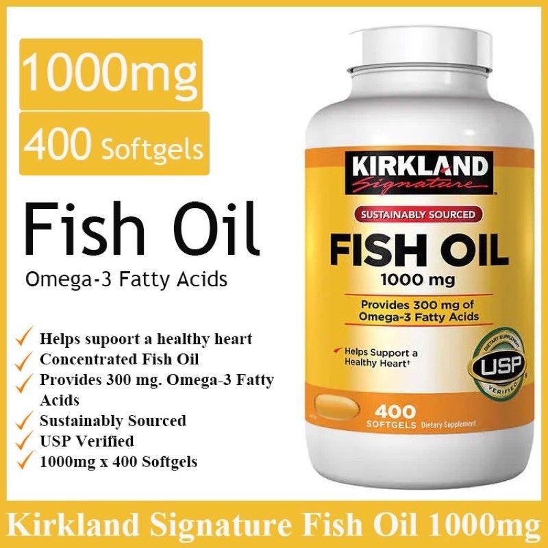 Kirkland Signature Fish Oil 1000 mg 400 Softgels Heart Health (USP