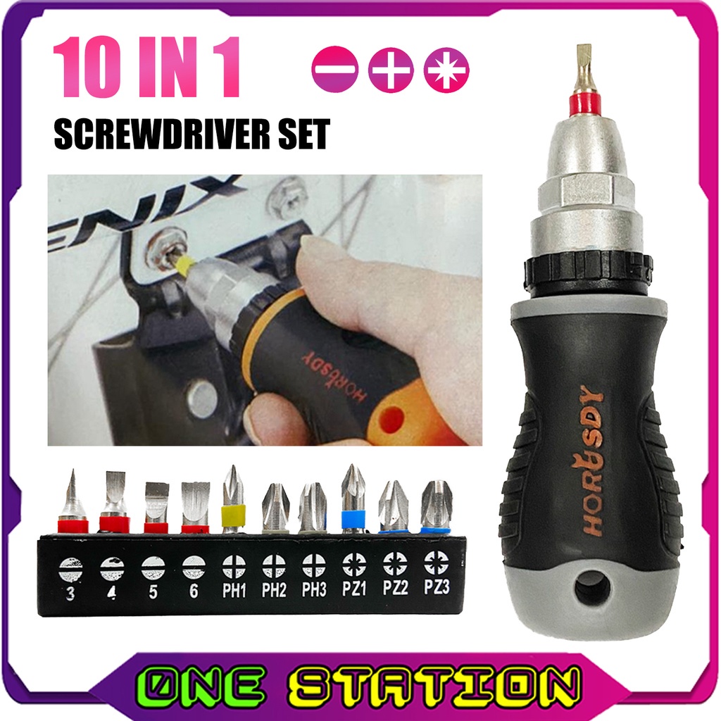 10 IN 1 RATCHET SCREWDRIVER SET Precision Handle Screwdriver Set Bit