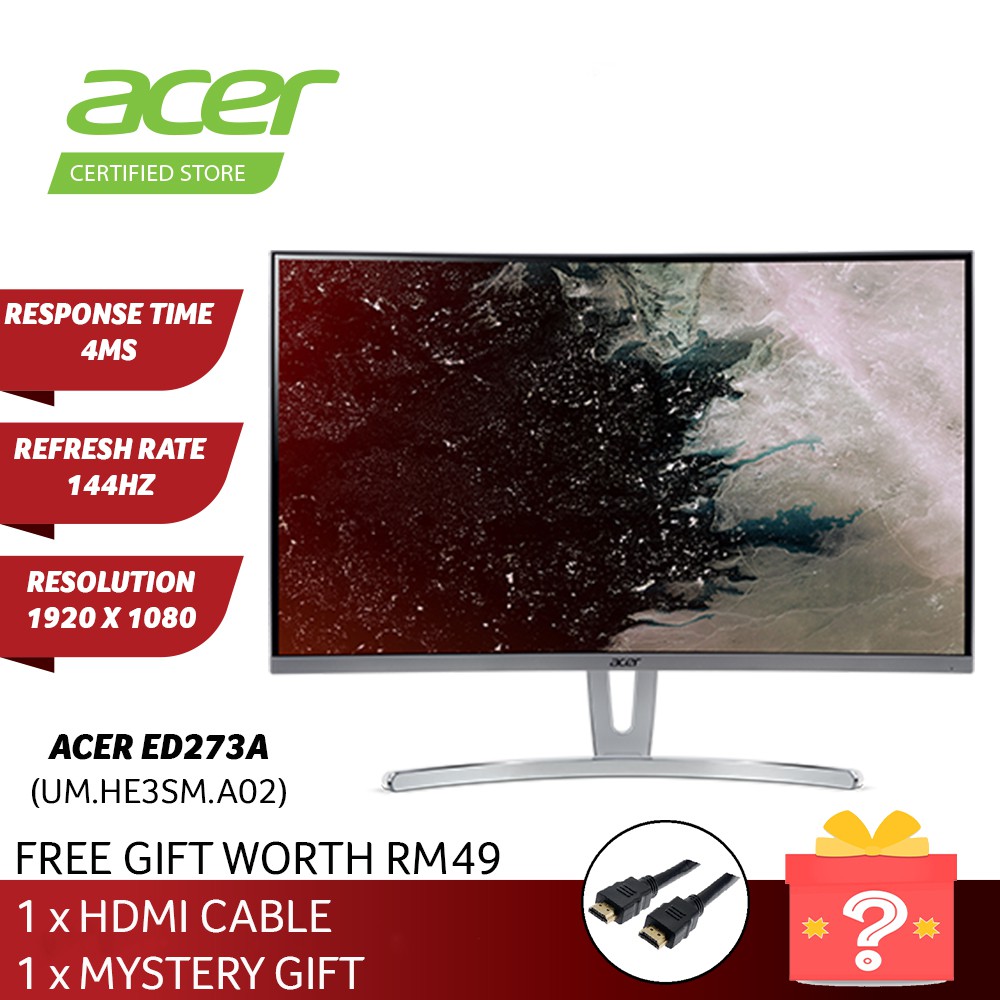 Acer Ed273a 27 Led Lcd 144hz Dvi Hdmi Monitor Shopee Malaysia