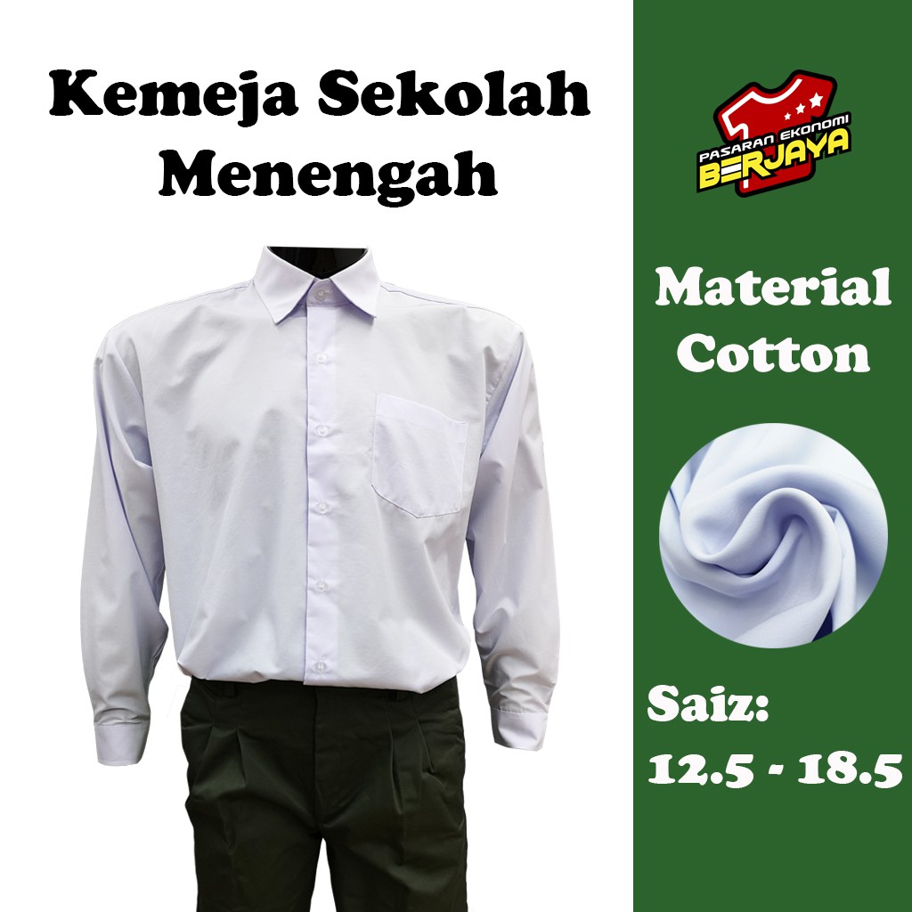 Baju Kemeja Putih Sekolah Menengah Lengan Panjang Cotton Ready Stock Fastdelivery Shopee Malaysia