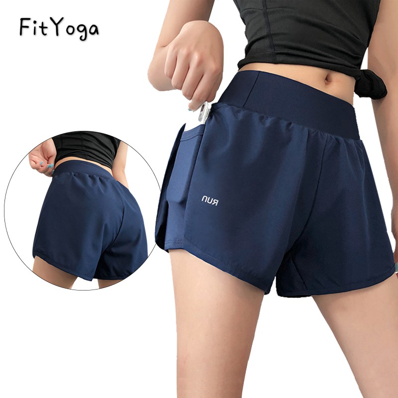 【Ready Stock】FitYoga Sports Shorts Women's High Waist Anti Light Fitness Yoga Pants Loose Casual Wear Fast Dry Pants