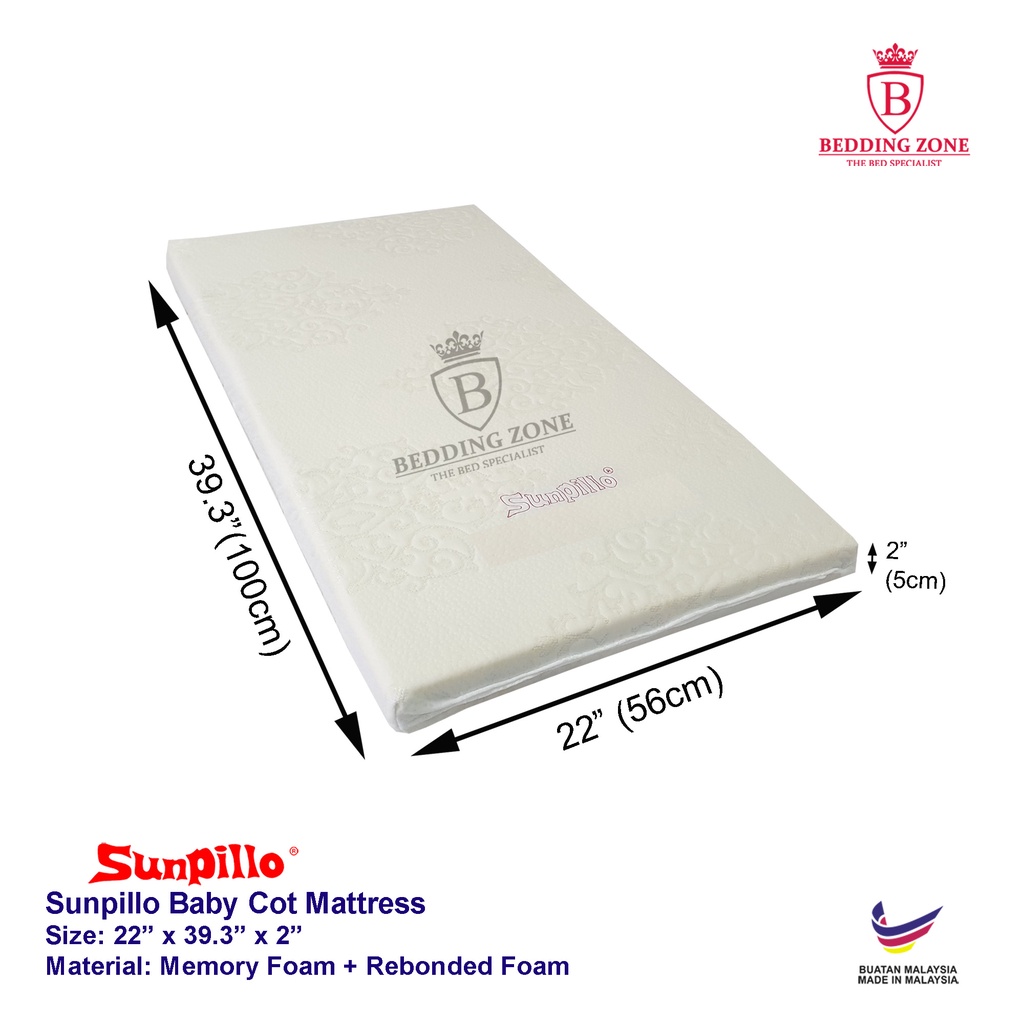 Baby Cot Mattress + Zip Cover (Tilam Bayi Saiz 56cm x 100cm) (Sesuai