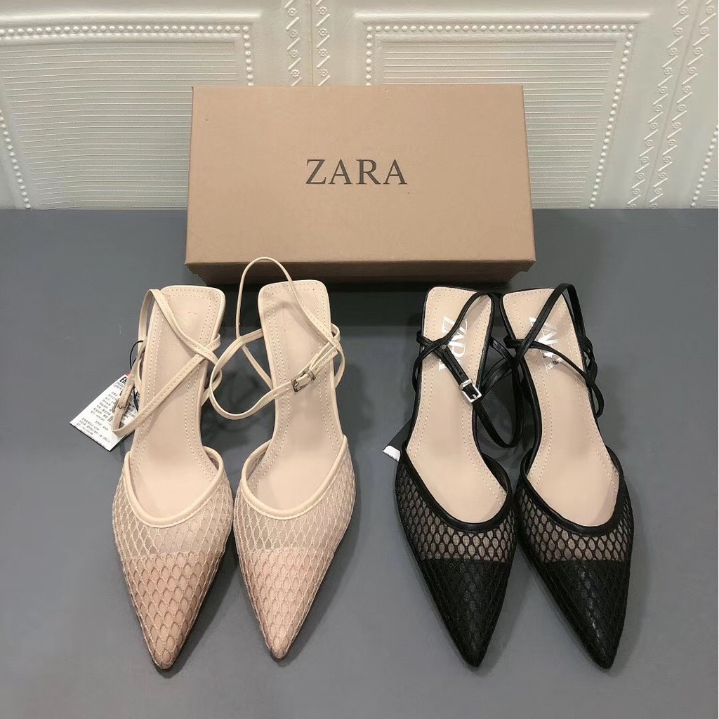 Zara Shoes Black Mesh Stiletto Heels 