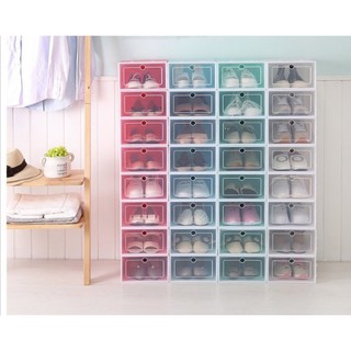  Rak  Kasut  Jimat Ruang Stackable Storage Shoes Plastic Box 