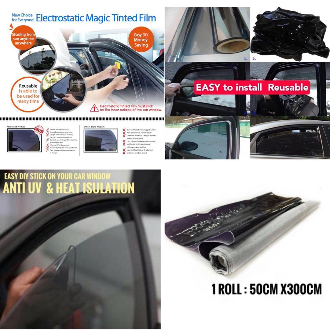 Diy Magic Tinted Non Glue Removeable Easy Install Tinted Film Car Kereta House Home Living Black 5