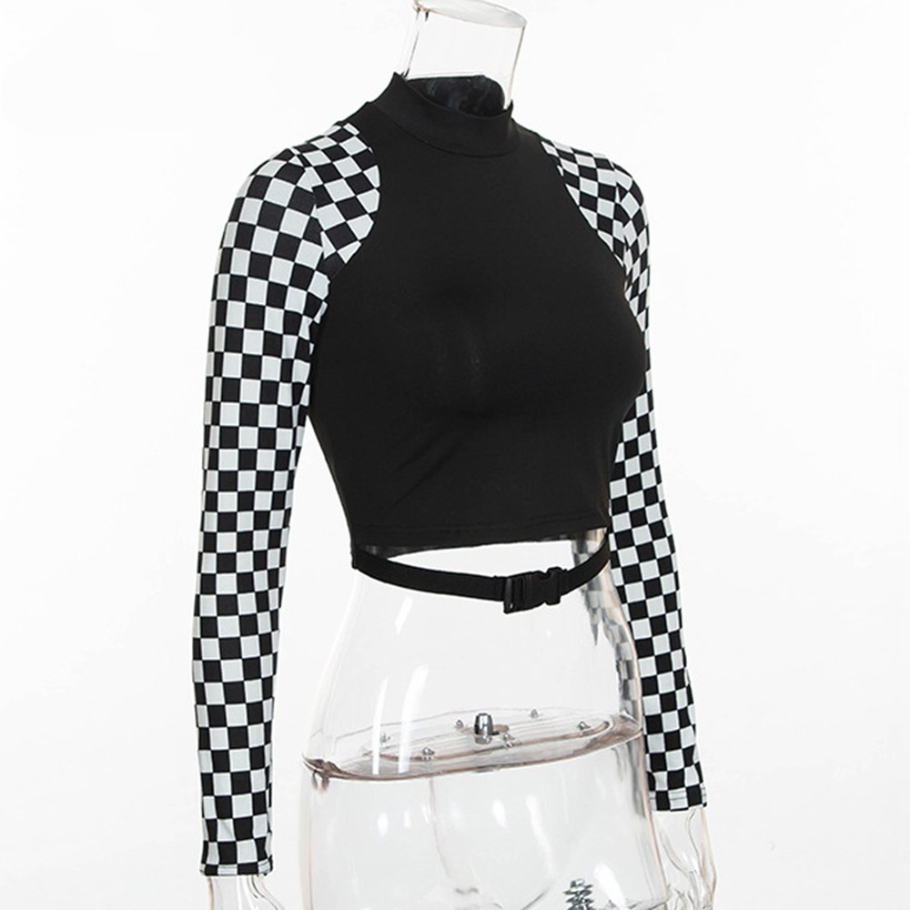 checkerboard long sleeve top