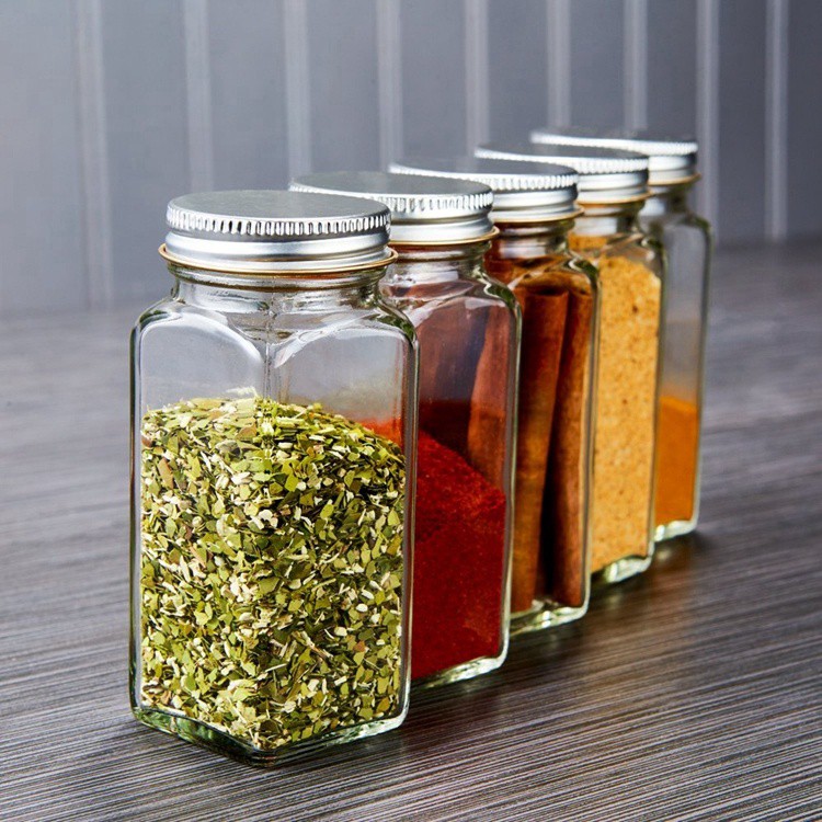 Ready Stock 12pcs Spice Jar Container Square Glass Seasoning Bottle